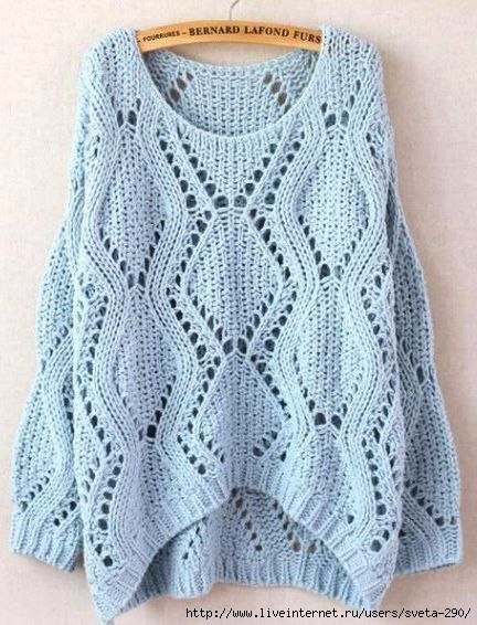 пуловер оверсайз спицами схема
