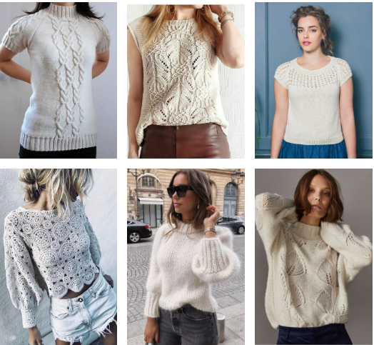 29 идей белых свитеров спицами с красивыми узорами