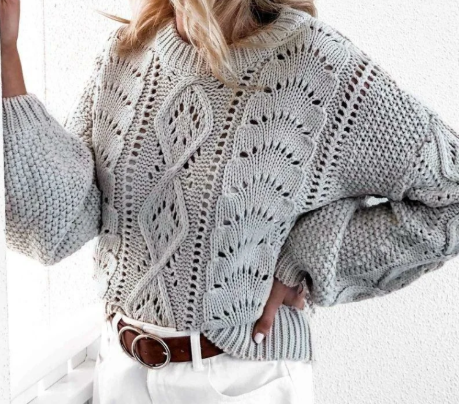 Пуловер оверсайз спицами схемы узоров