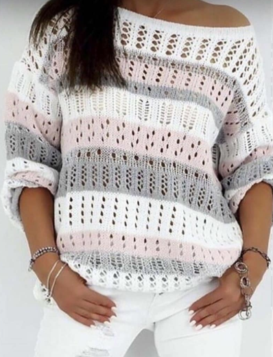 Вязаный пуловер с открытыми плечами
